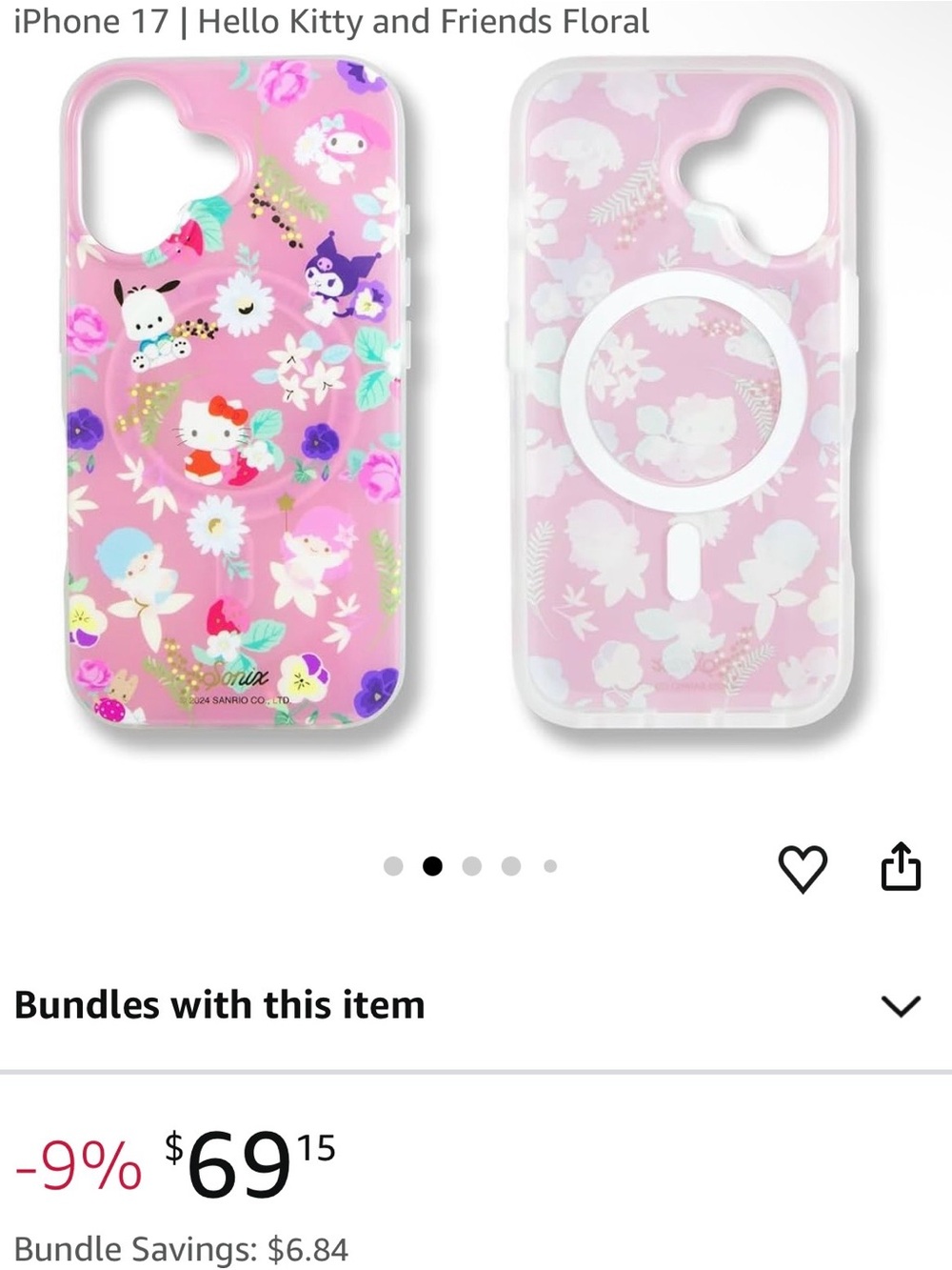 Sonix Hello Kitty and friends Floral Pink iPhone Case iPhone 17 NEW